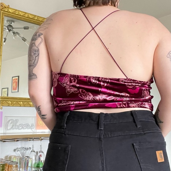 Velvet Butterfly Cowl Neck Tank - Picture 2 of 4